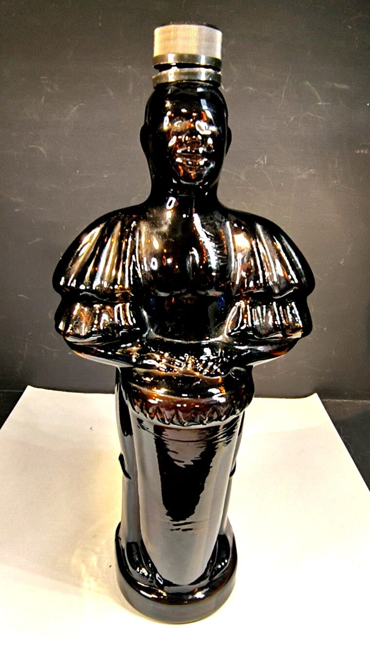 2214. Vintage 1970s Limbo Drummer Oak Rum Bottle Angostura Trinidad Decanter